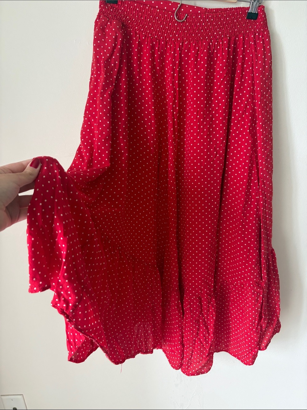 Free People Red and White Polka Dot Layered Maxi Skirt - Picture 3 of 4